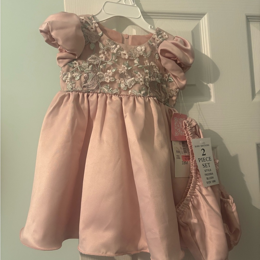 Pink Floral Baby Dress Set